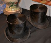 Two black top hats one by H.C Count Newbury Two black top hats one by H.C Count Newbury, the other