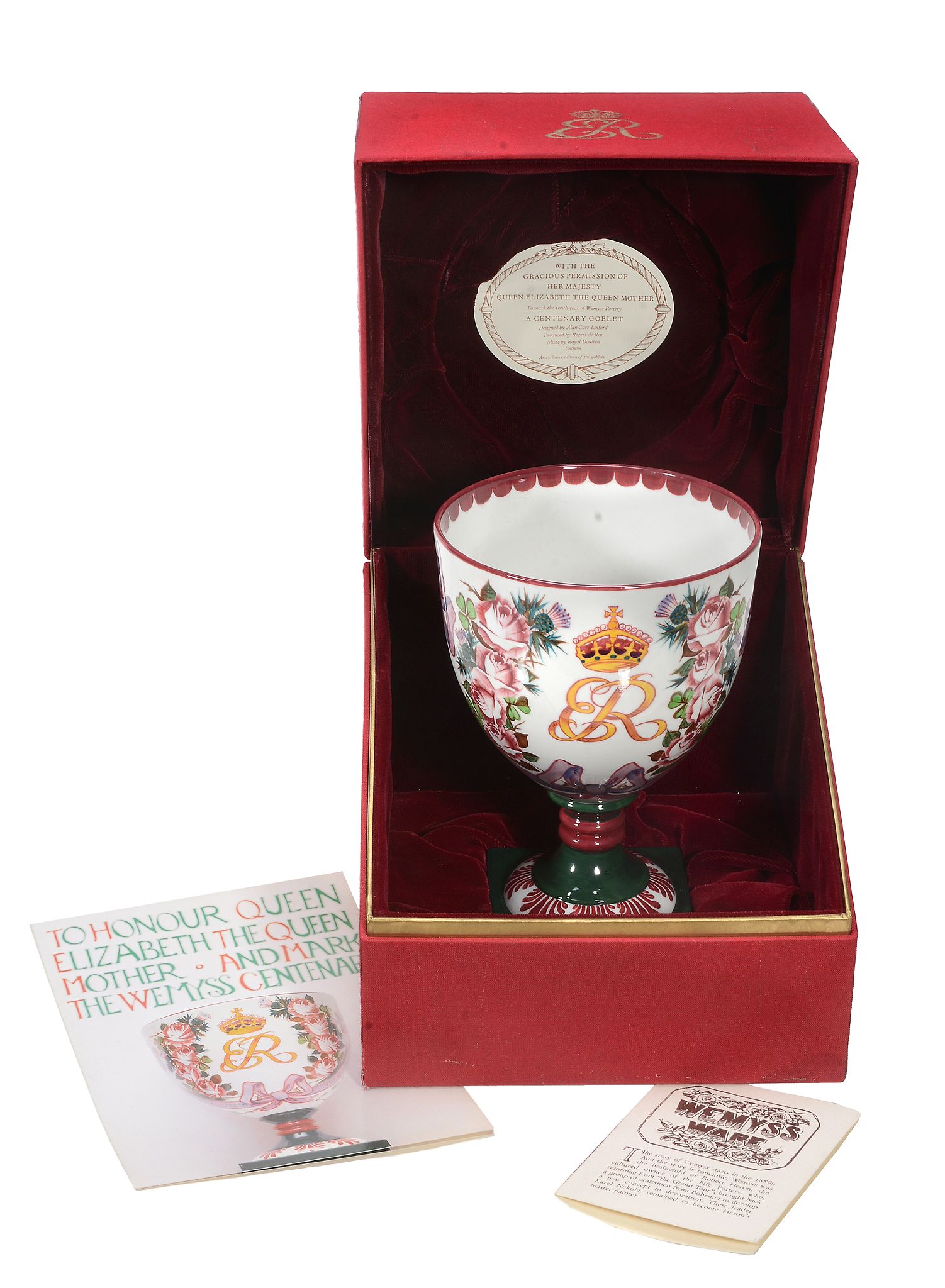 A Royal Doulton Wemyss Centenary Presentation goblet and presentation box - Image 2 of 4