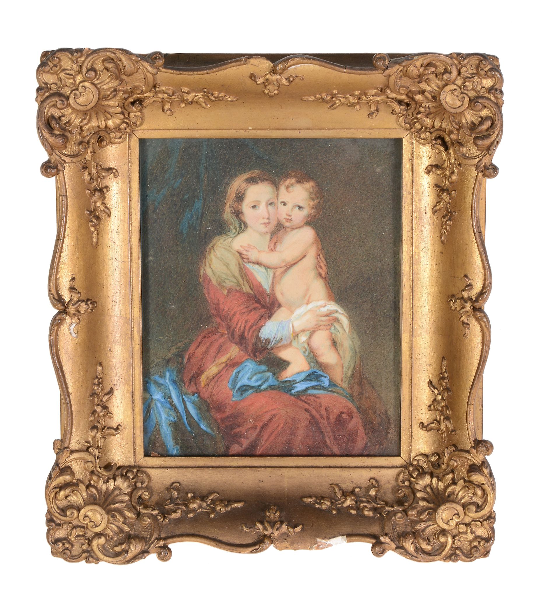 Eliza Sharpe Madonna and child Watercolour on card Signed - Image 2 of 3