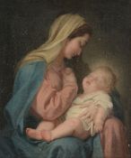 Continental School Madonna and child Oil on canvas 74.5 x 62cm