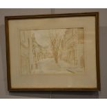 Clifford Hall Cheyne Row, Chelsea Ink, wash and pencil on paper Signed Clifford Hall (British 1904-