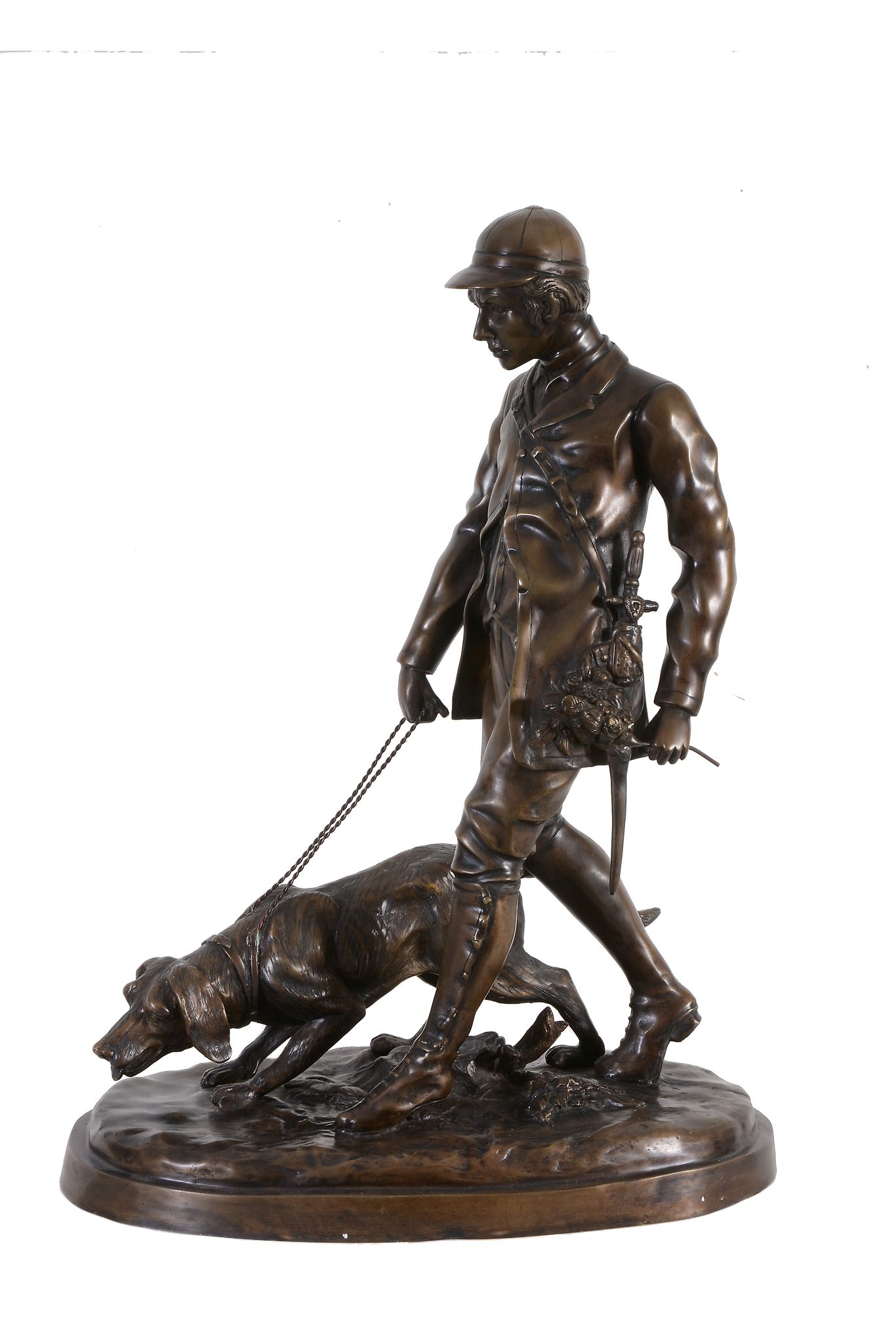 A patinated metal group of a huntsman and hound in late 19th century taste - Image 2 of 2