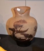 A Galle glass acid-etched vase, 28cm high