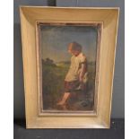 British School Young girl resting Oil on canvas 47 x 29cm British School (19th century)