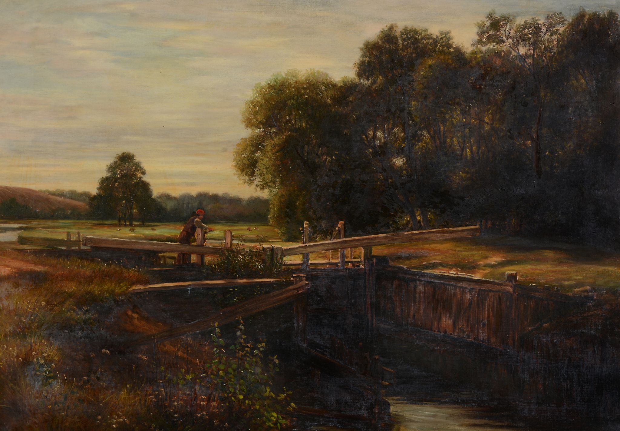 British School The Lock Keeper Oil on canvas 75 x 106cm