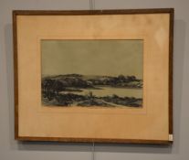 Attributed to George E. Alexander Surrey Lake Charcoal 29.5 x 45.5cm