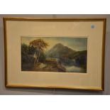 W. J. Crampton River Landscape Gouache on paper 24cm x 46cm Signed lower left