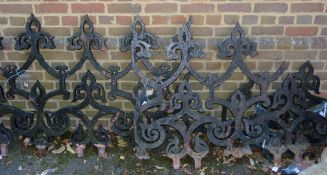 A quantity of substantial Victorian wrought iron railing sections