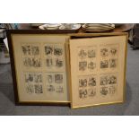 8 punch caricatures, framed in sets of four in two frames, published 1877
