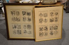 8 punch caricatures, framed in sets of four in two frames, published 1877