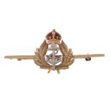 A 1930's Royal Naval sweetheart brooch, modelled as a fouled anchor flanked with reeds and royal