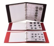 Rome and later world coins, silver and base, a small quantity in three coin folders. Varied state (