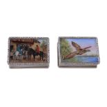 Two silver and enamel rectangular snuff boxes, by S. J. Rose & Son, Birmingham 1978, and mark of