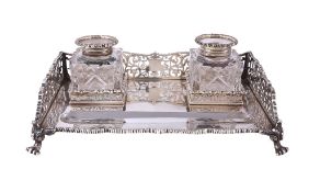 A late Victorian silver rectangular inkstand by The Goldsmiths & Silversmiths Co. Ltd., London
