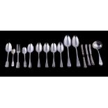 A collection of silver flatware, to include: a Victorian novelty tea spoon by Cornelius Desormeaux