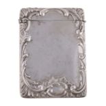 An Edwardian silver rectangular card case by Henry Matthews, Birmingham 1905, the front and back