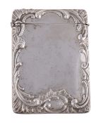 An Edwardian silver rectangular card case by Henry Matthews, Birmingham 1905, the front and back