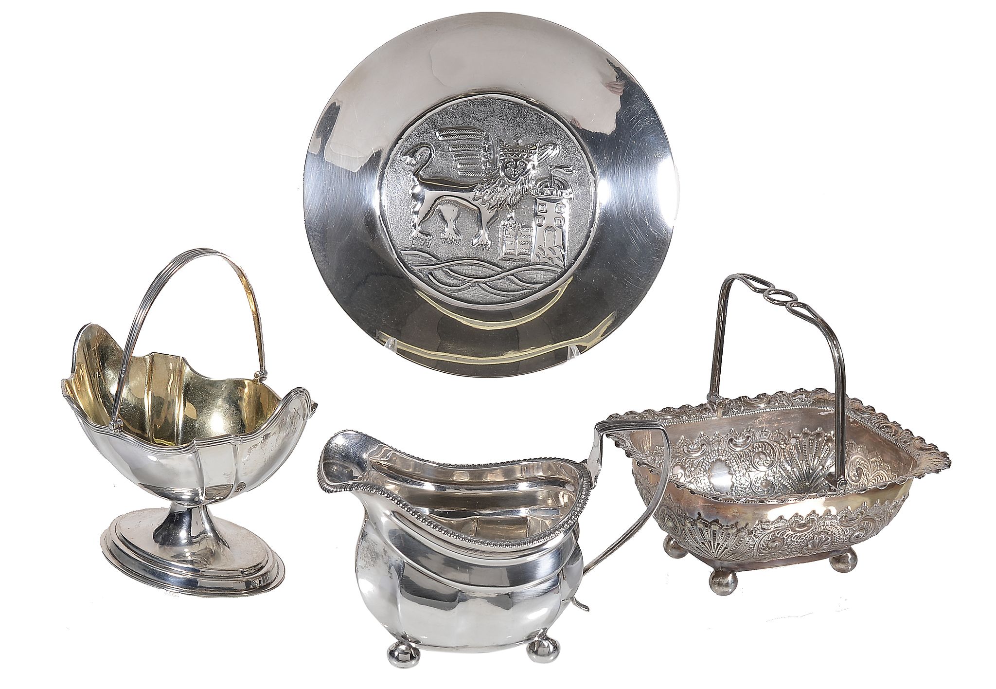 A collection of silver items, to include: a George III silver cream jug by Charles Fox I, London