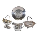 A collection of silver items, to include: a George III silver cream jug by Charles Fox I, London