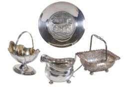 A collection of silver items, to include: a George III silver cream jug by Charles Fox I, London