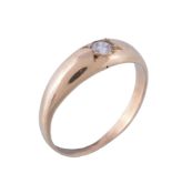 A diamond single stone ring, the brilliant cut diamond, on a polished band, finger size K