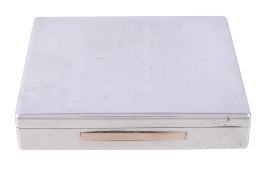 An Italian silver and 18 carat gold rectangular cigarette case by Bulgari, 1934-1944 .925 and .750