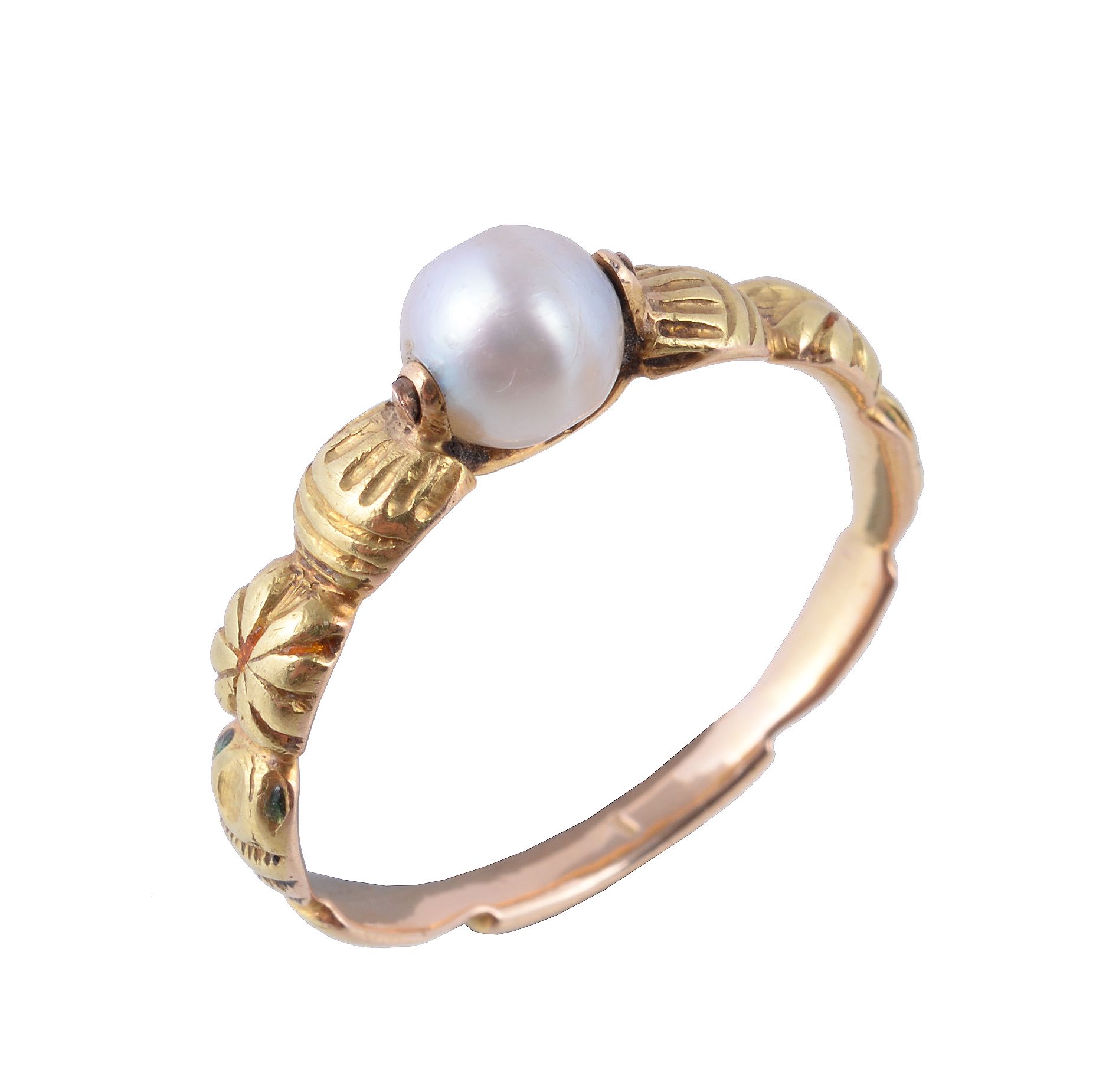 An early 19th century French Neo-Renaissance gold ring, circa 1820, centred with a swivel set