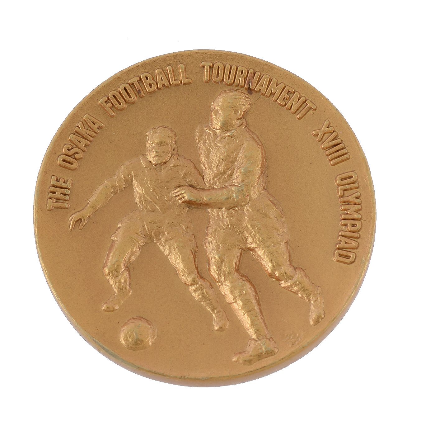 Japan, Olympic Games 1964, Osaka Football Tournament, 18 carat gold medal, two footballers, rev.