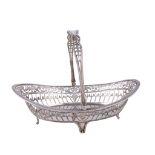 A silver oval basket by James Dixon & Sons Ltd, Sheffield 1927, with a bead edged part pierced