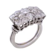 A diamond panel ring, set with old brilliant cut and brilliant cut diamonds, approximately 1.90