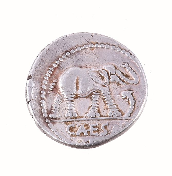 Rome, Republic, Julius Caesar 49 BC, silver Denarius, elephant right tramples dragon, CAESAR in - Image 2 of 2