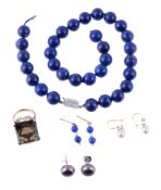 A small selection of jewellery, to include: a smoky quartz ring, the rectangular cut smoky quartz