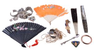 A collection of jewellery and costume jewellery, to include a silver coloured bangle from the