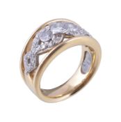 A diamond dress ring by Birks, the central brilliant cut diamond, estimated to weigh 0.32 carats,