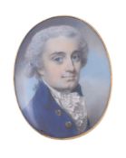 George Engleheart (1750/5-1829) Portrait of a gentleman wearing a blue coat, bust length