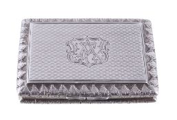 A Victorian silver rectangular vinaigrette by John Tongue, Birmingham 1842, the cover engraved with