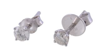 A pair of diamond ear studs, the brilliant cut diamonds, approximately 0.30 carats total, in four