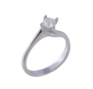 A diamond single stone ring, the princess cut diamond, estimated to weigh 0.30 carats, stamped 18K