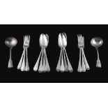 A collection of silver old English and fiddle pattern flatware, various George III to Victoria