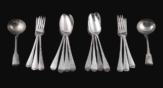 A collection of silver old English and fiddle pattern flatware, various George III to Victoria