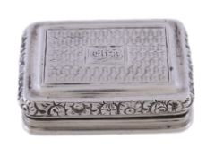 A George IV silver rectangular vinaigrette by Joseph Willmore, Birmingham 1822, the cover and base