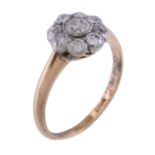 A 1940s diamond cluster ring , set with old brilliant cut diamonds, approximately 0.65 carats