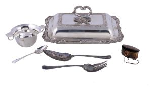 A cased silver christening bowl and spoon by William Hutton & Sons Ltd., the bowl Sheffield 1919,