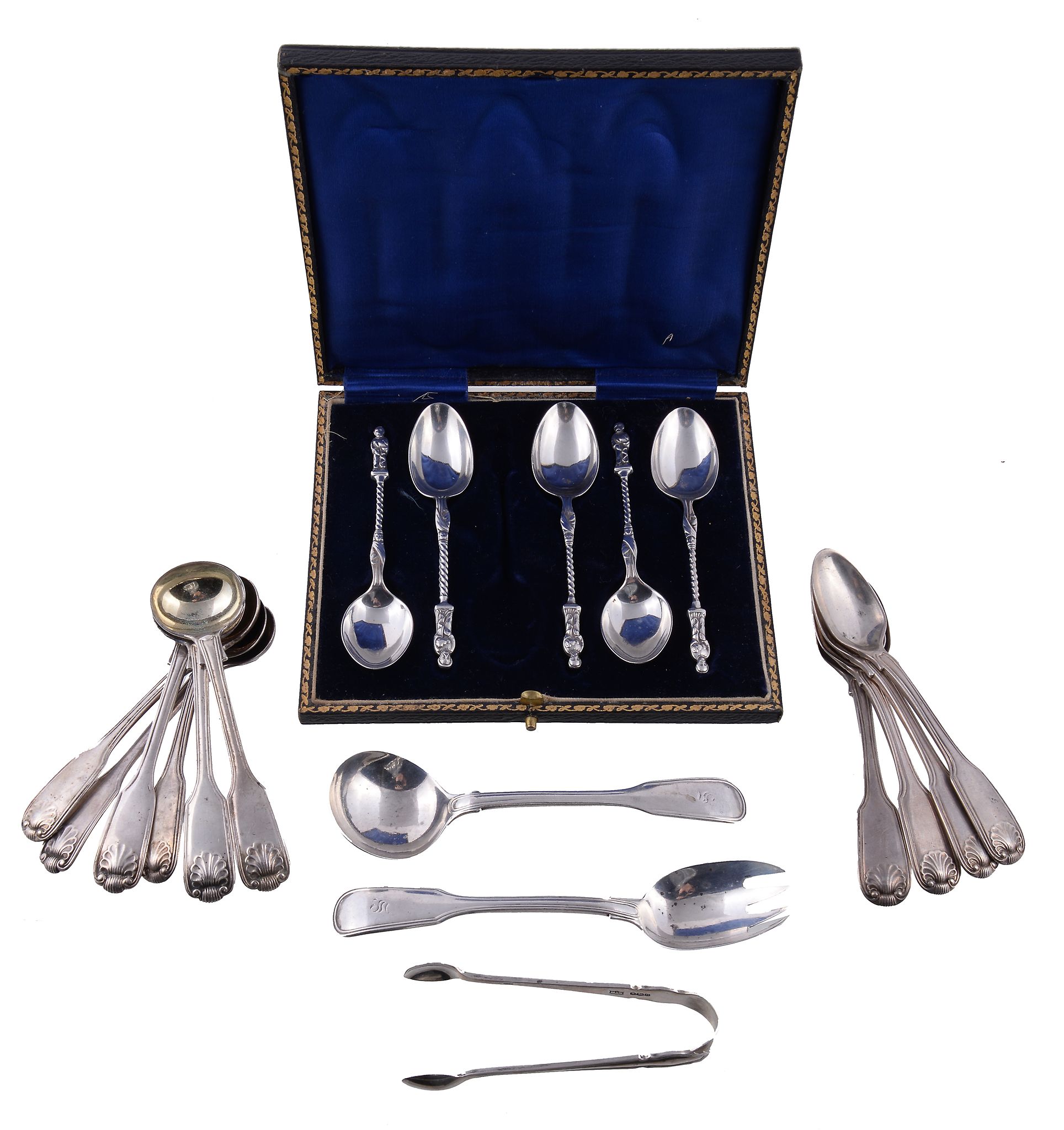 A collection of small flatware and cutlery, including: a set of twelve coffee spoons by Mappin & - Image 2 of 2