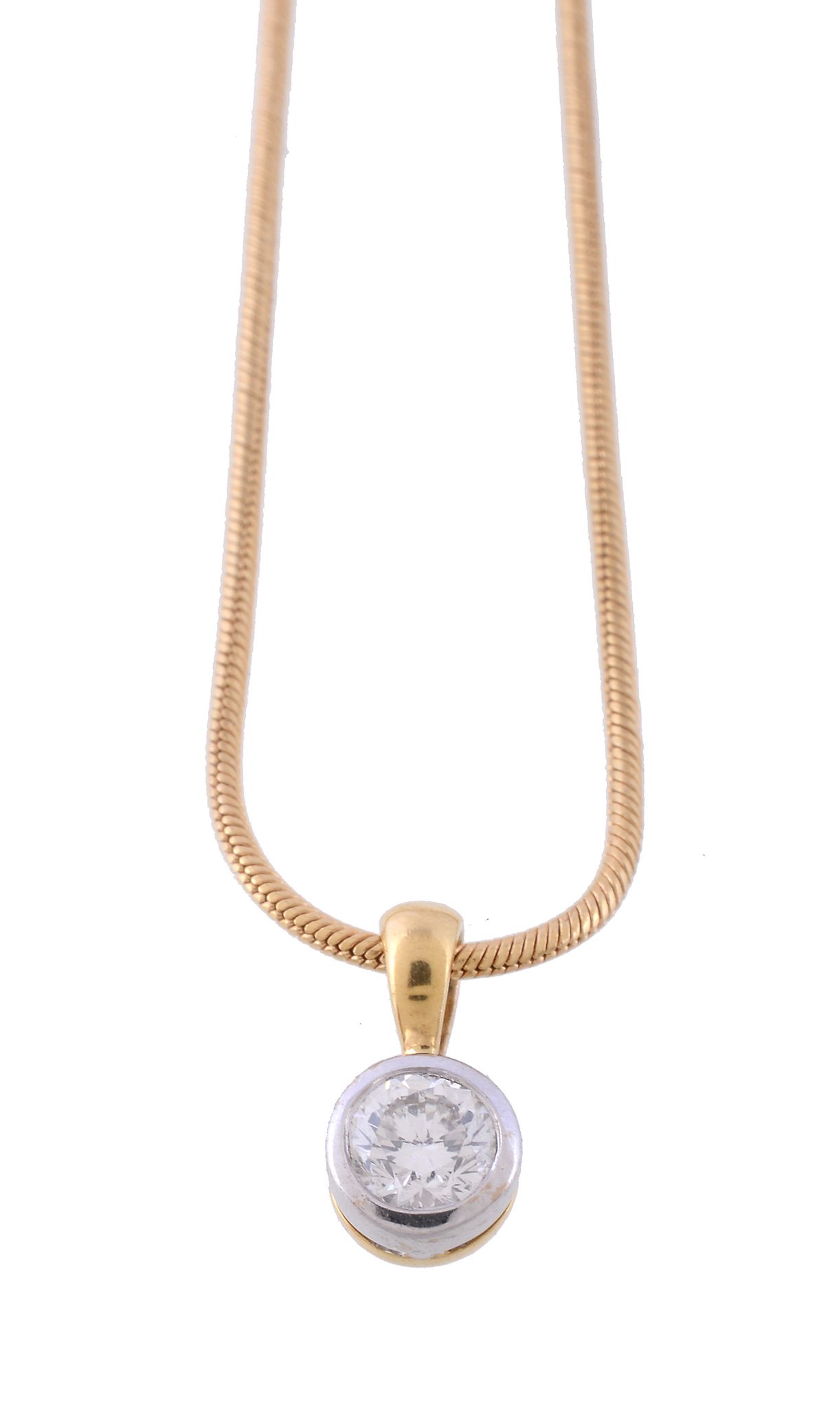 An 18 carat gold diamond single stone pendant, the brilliant cut diamond, estimated to weigh 0.35