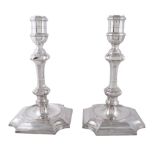 A pair of electro-plated candlesticks, probably by James Pinder & Co., late 19th century in George
