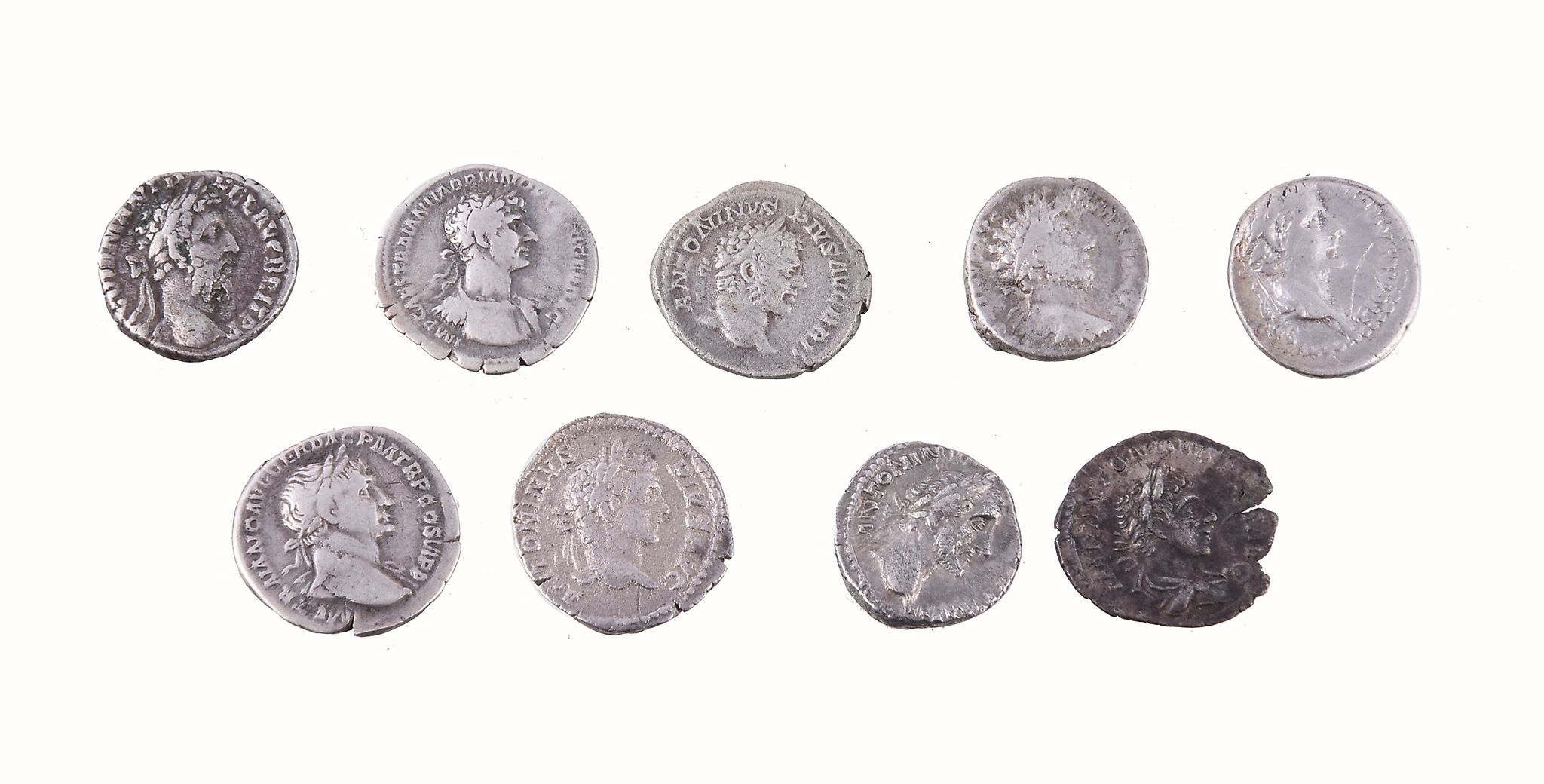 Rome, Empire, Tiberius to Antonius Pius, silver Denarii (9). Fine, some better (9)