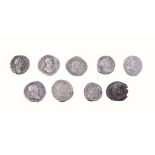 Rome, Empire, Tiberius to Antonius Pius, silver Denarii (9). Fine, some better (9)