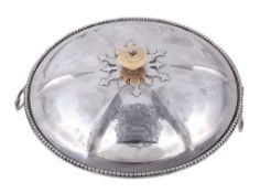 A matched George IV silver circular vegetable dish and cover, the dish Britannia standard, maker's