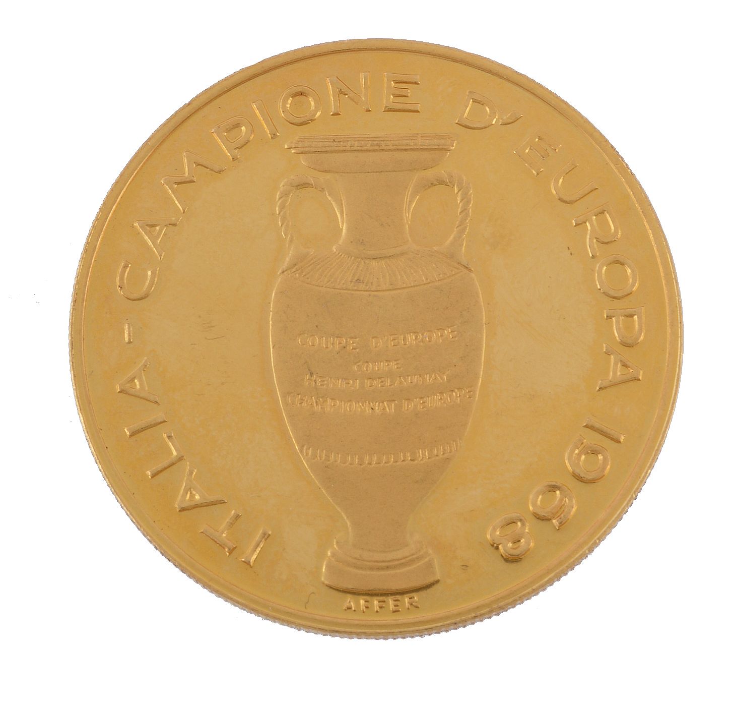 Italy, European Football Championship 1968, gold medal, .900 fine, Henri Delaunay Cup, rev. - Image 2 of 2